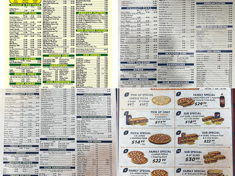 Carini's Pasadena Menu