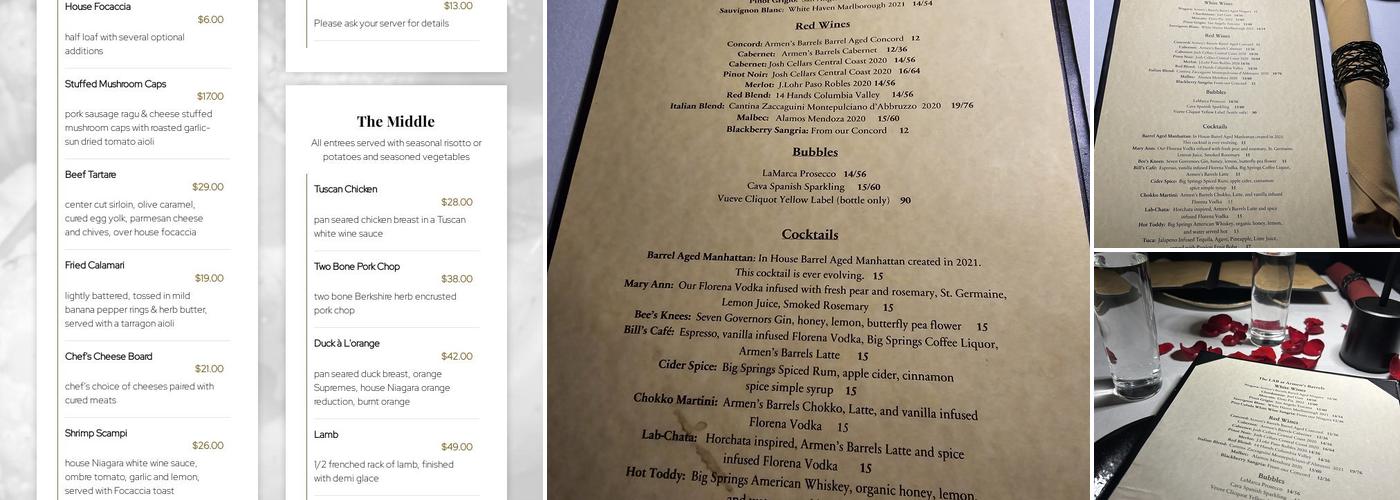 The Lab at Armens Barrels Menu