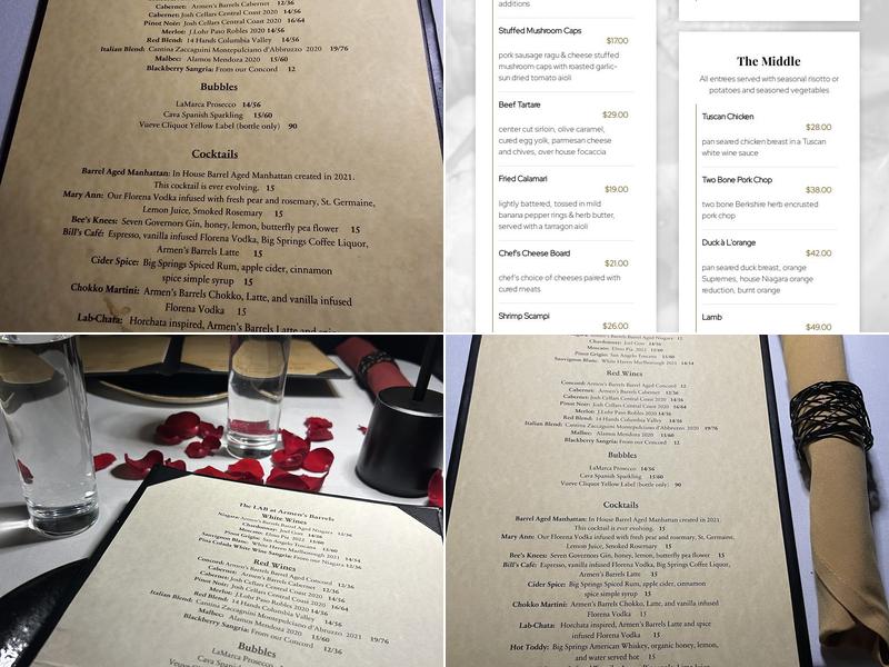 The Lab at Armens Barrels Menu