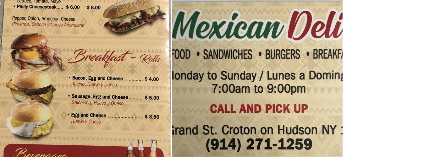 The Mexican Deli Menu