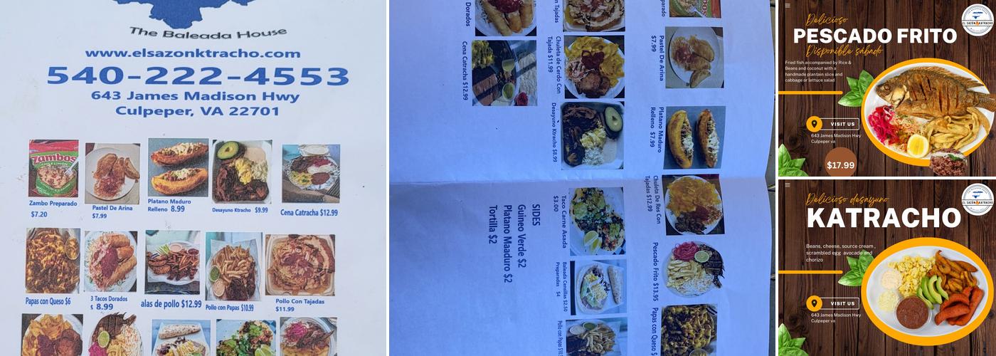 El Sazón Katracho Menu