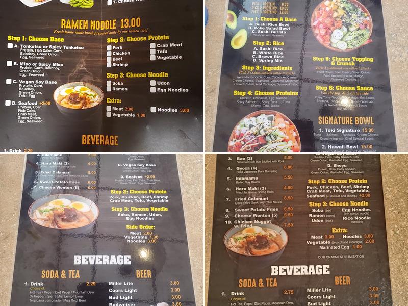 TOKI POKE & RAMEN Menu