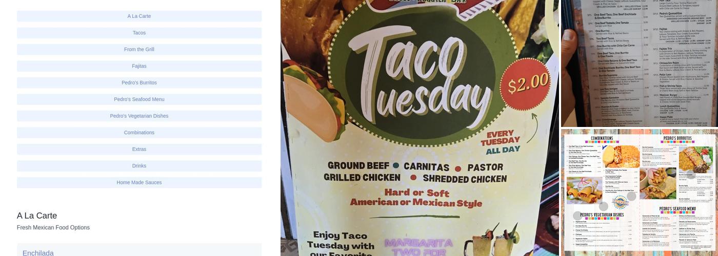 Pedro’s Tacos & Tequila Bar (Mary Esther) Menu