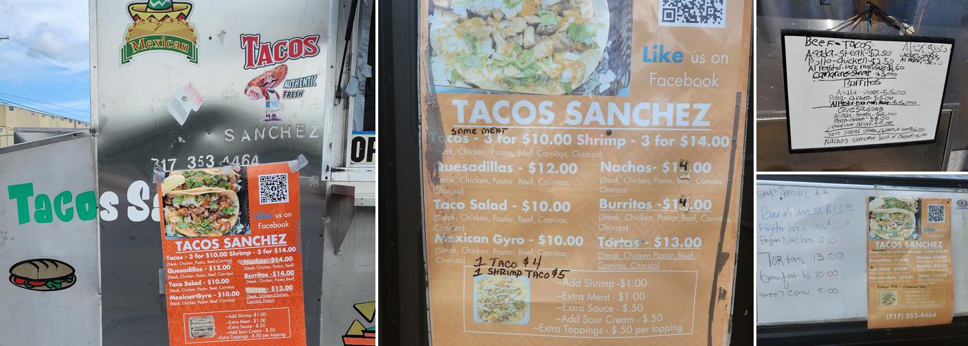 Tacos Sanchez Menu
