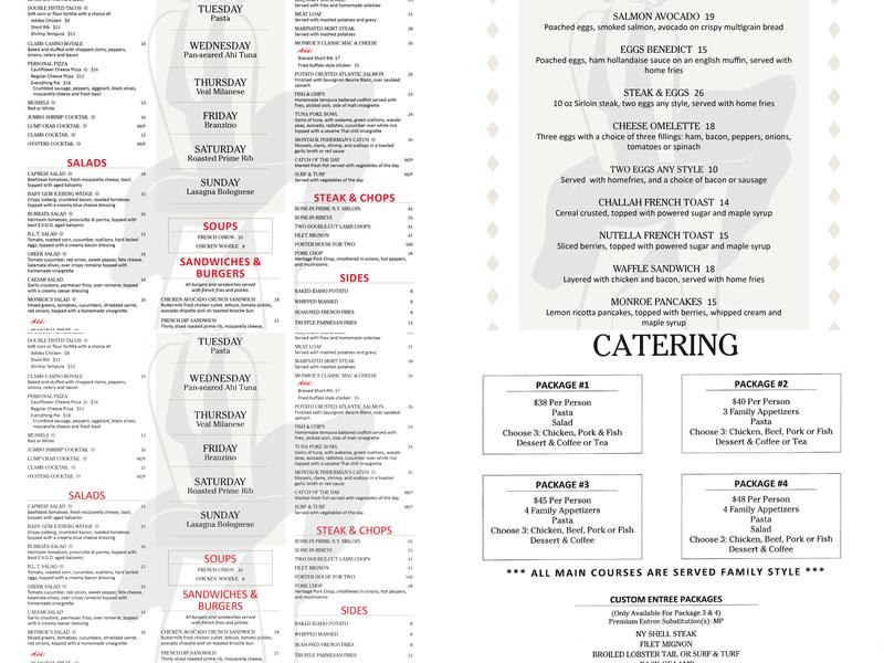 Monroe's Restaurant Menu