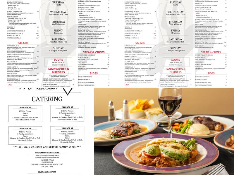 Monroe's Restaurant Menu