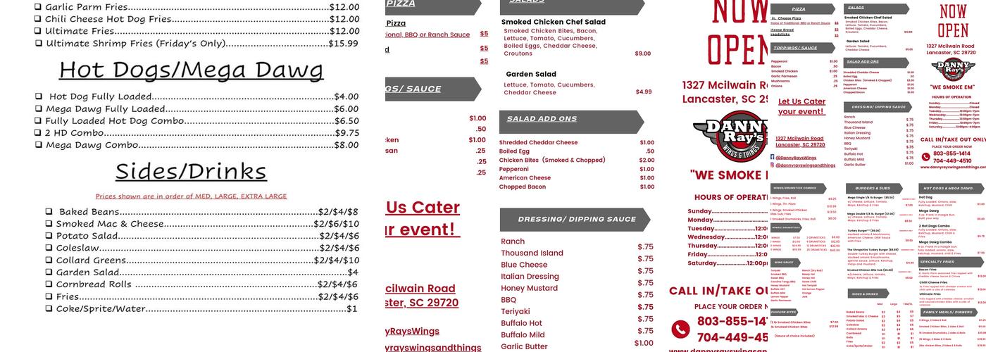 DANNY RAY'S WINGS & THINGS Menu