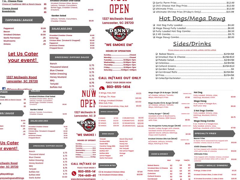 DANNY RAY'S WINGS & THINGS Menu