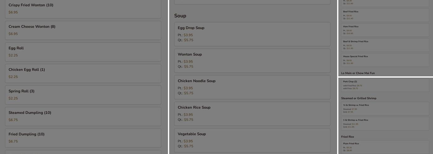 Yum's Chinese & Subs Menu