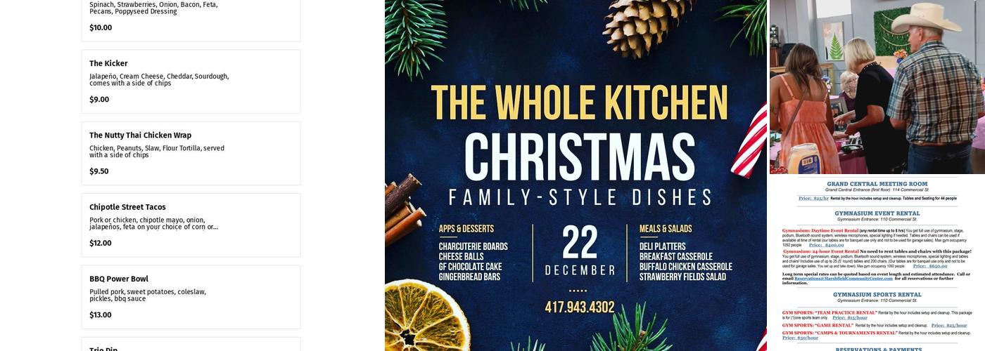 The Depot Event Venue Menu