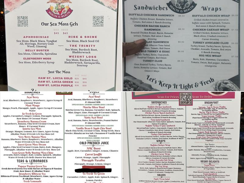 Fresh Lyfe Menu
