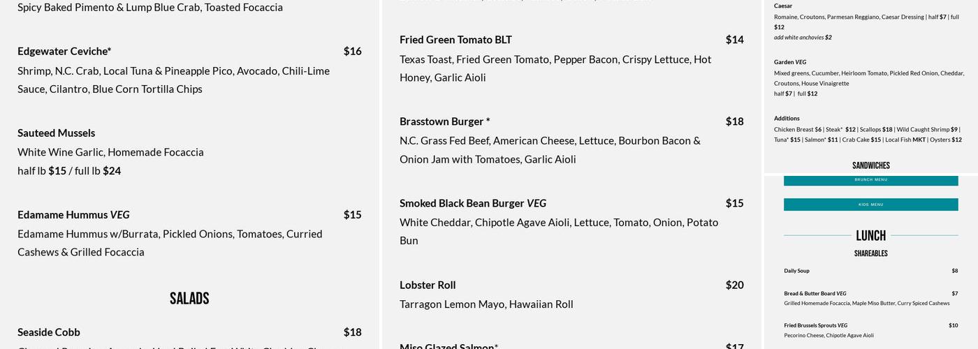 Edgewater 122 Menu