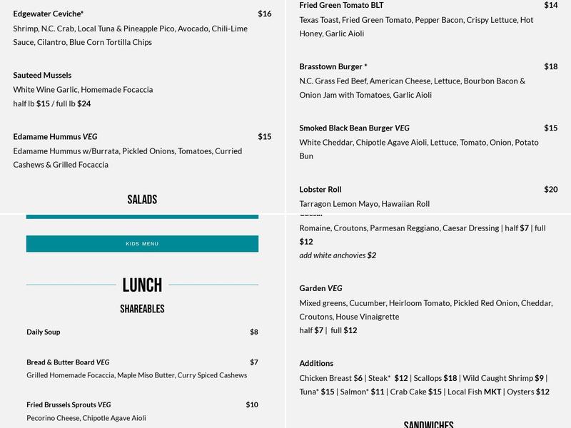 Edgewater 122 Menu