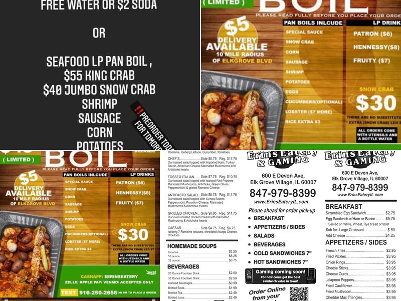 Erin's Eatery & Gaming Menu