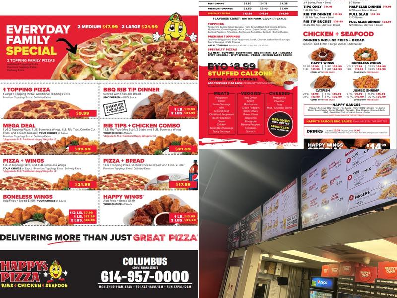 Happy's Pizza Menu