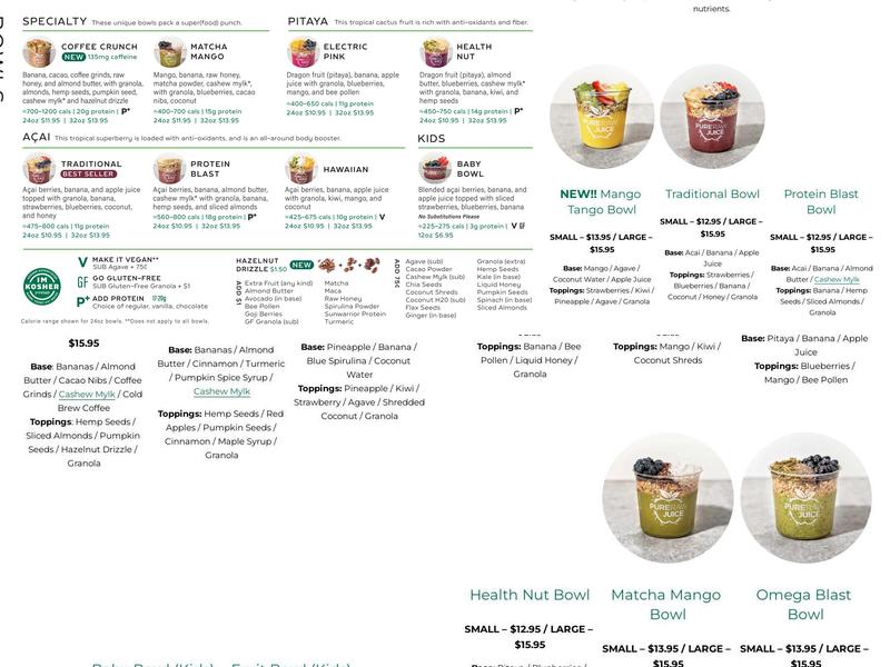 Pure Raw Juice - Canton Menu
