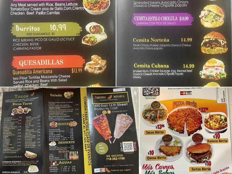 Taqueria Monarca Menu