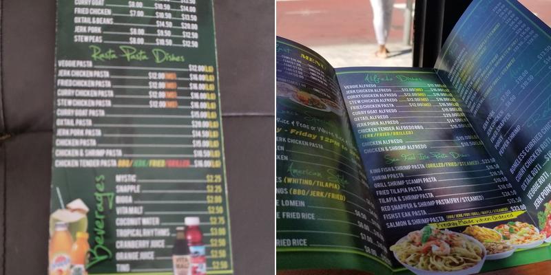 JA Rasta Pasta and Seafood City Menu