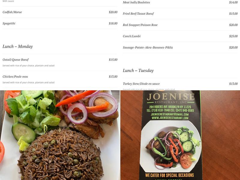 Joenise Menu