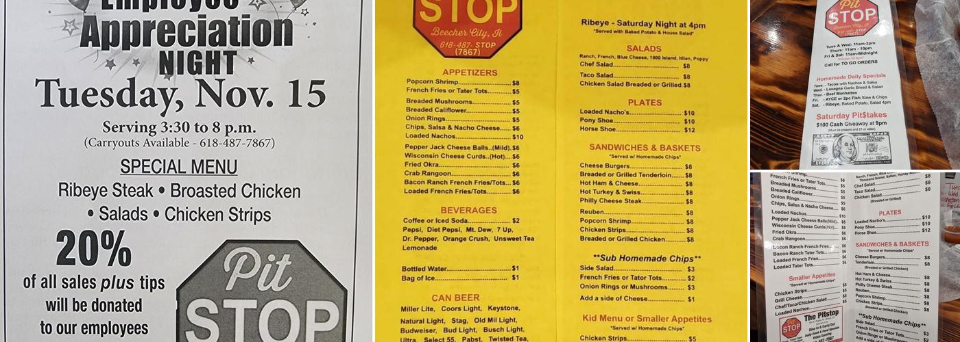 Beecher City Pitstop Menu