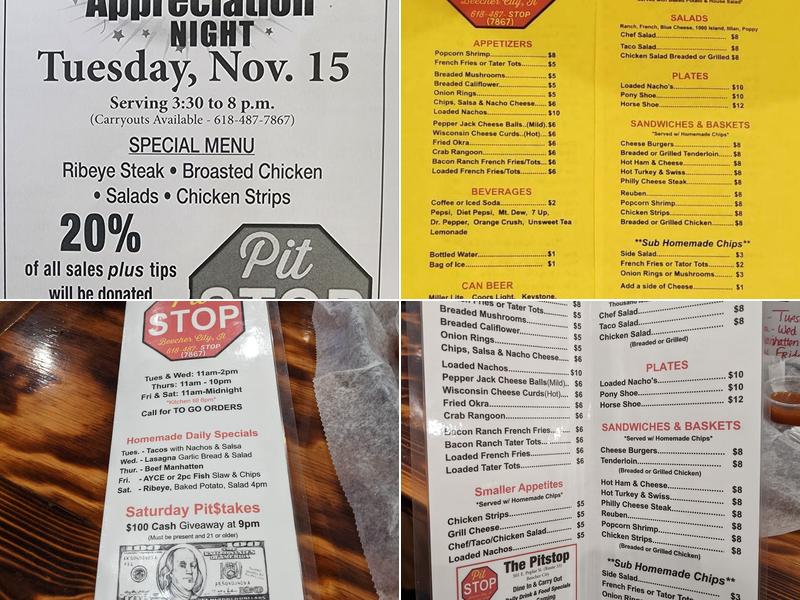 Beecher City Pitstop Menu
