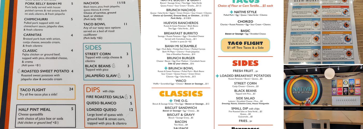 Native Brew Works Menu