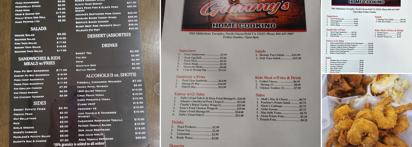 Gummy’s Home Cooking Menu