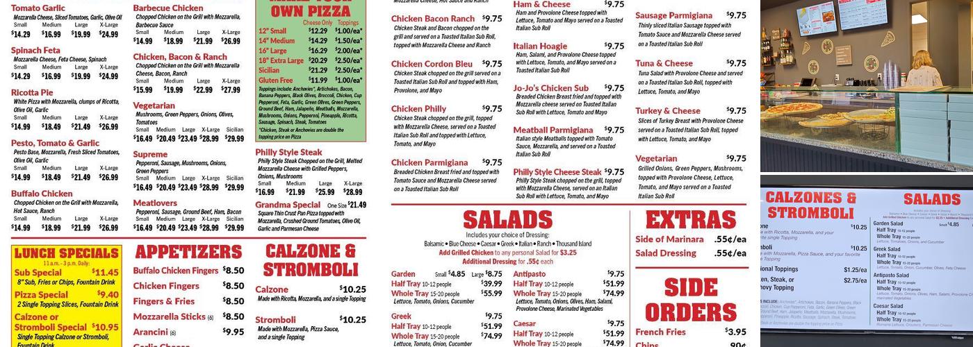 Jo-Jo's Pizza South Menu