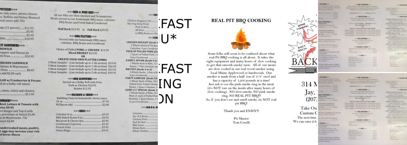 Backwoods Eatery Menu