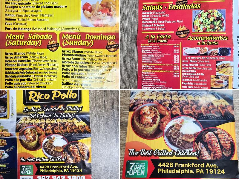 Philly Rico Pollo Menu