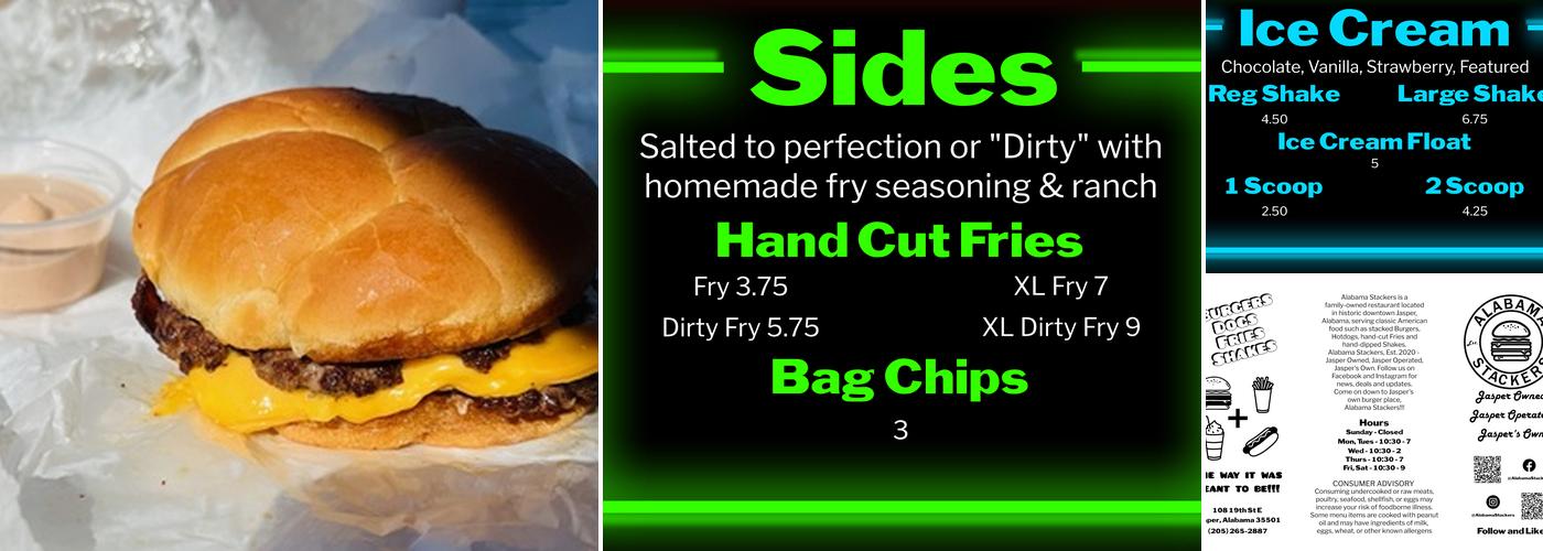 Alabama Stackers Menu