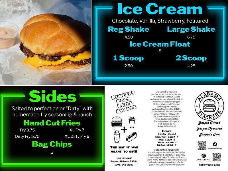 Alabama Stackers Menu