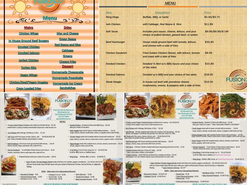 Fusion 20 Menu