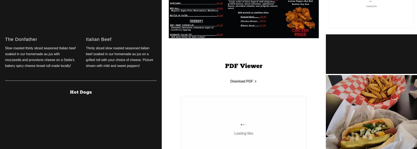 Stadium Takeout Menu