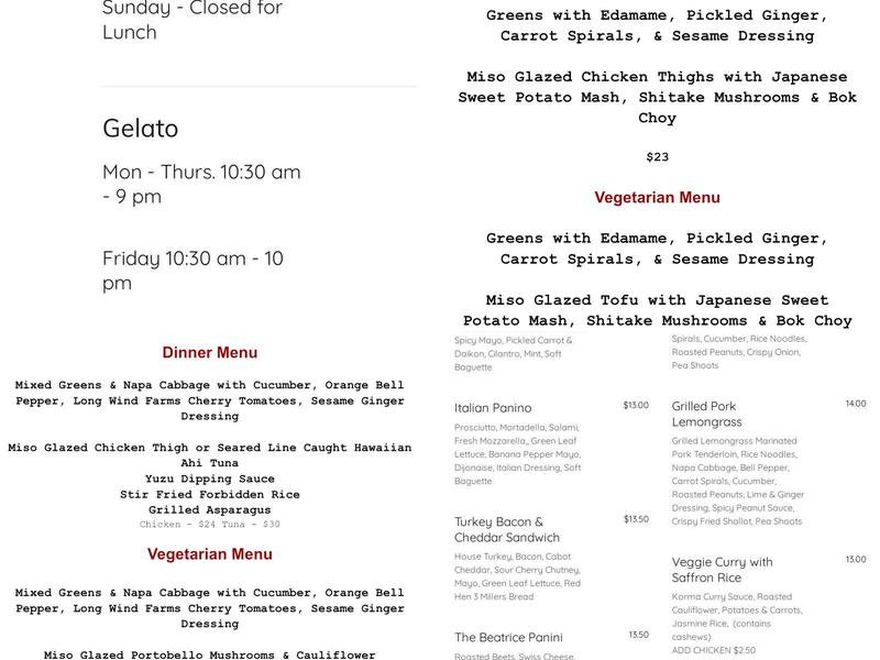 Enna Cafe & Gelato Menu