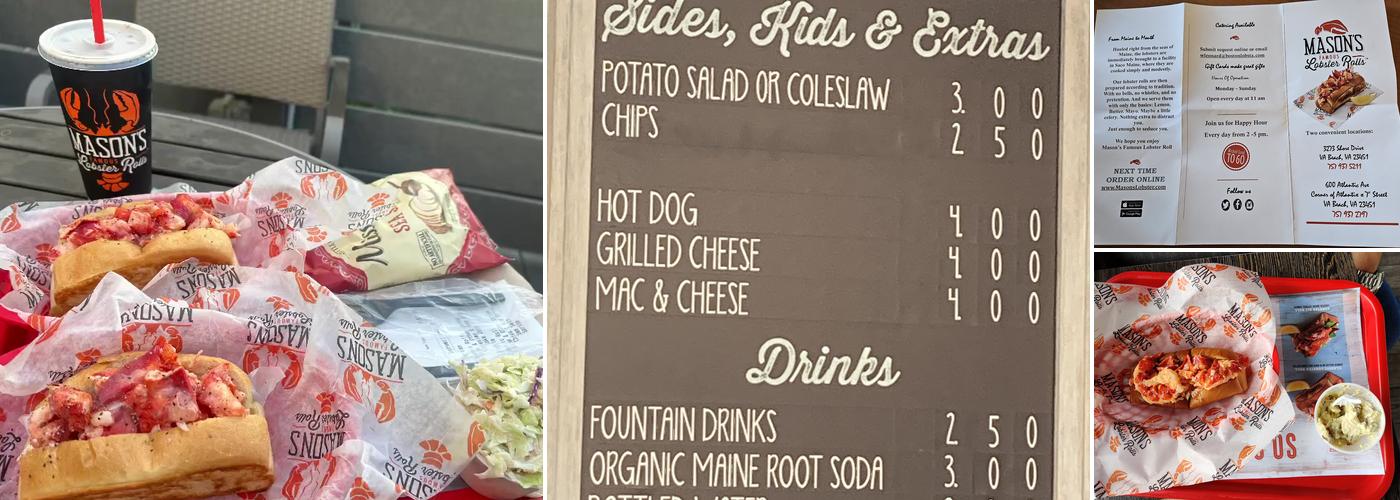 Mason's Lobster Rolls Menu