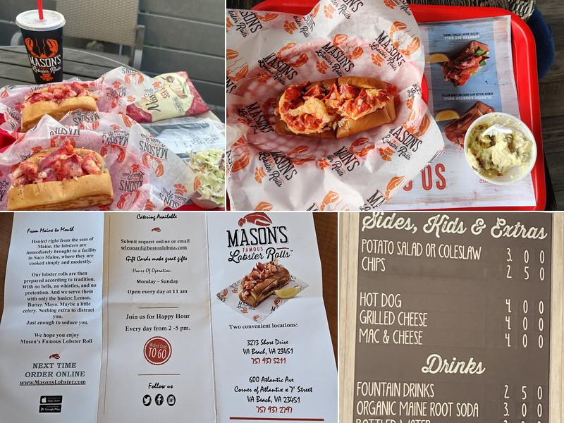 Mason's Lobster Rolls Menu