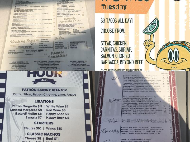 Bayside Cantina Menu