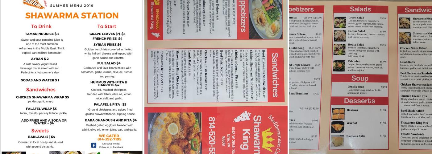 Shawarma king Menu