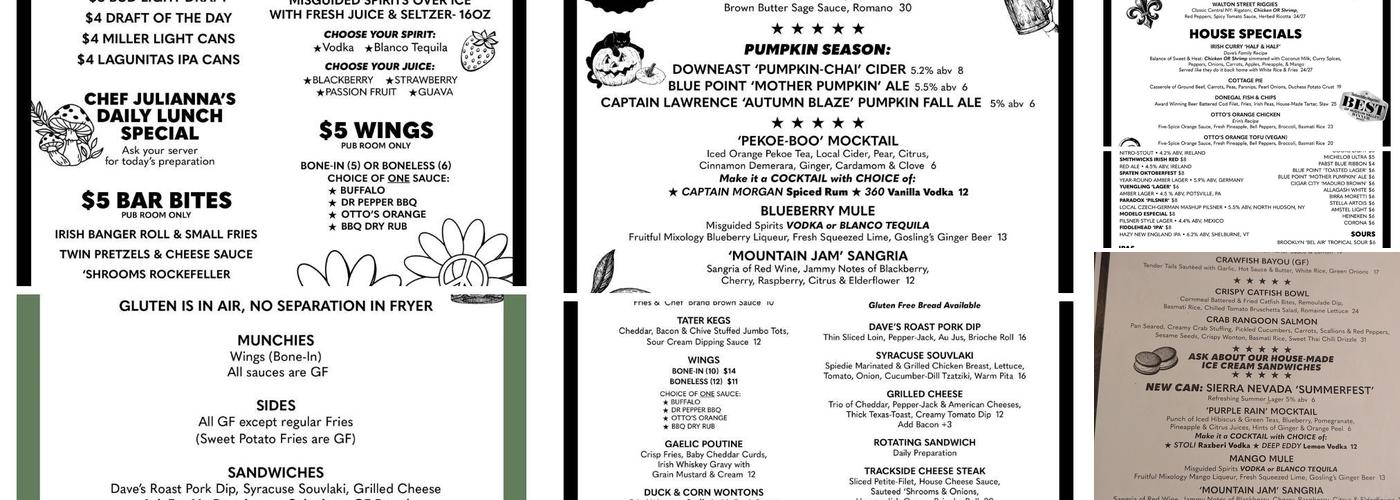 Erin O'Neill's Pub & Grill Menu