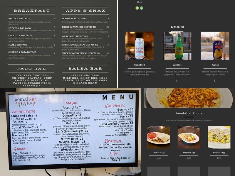 Comal 864 Menu