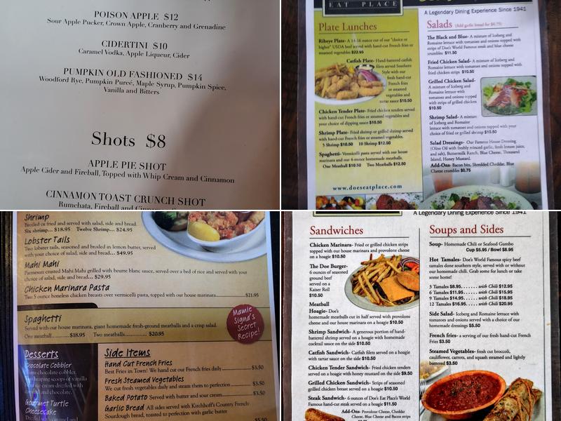 Doe's Eat Place Menu