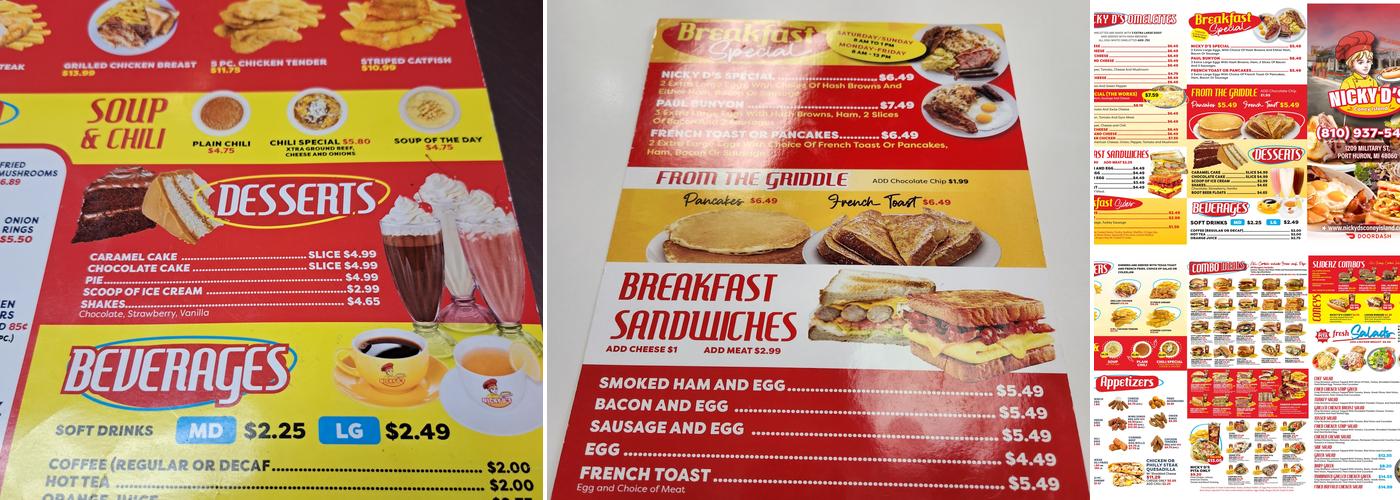 Nicky D's Burgerz Menu