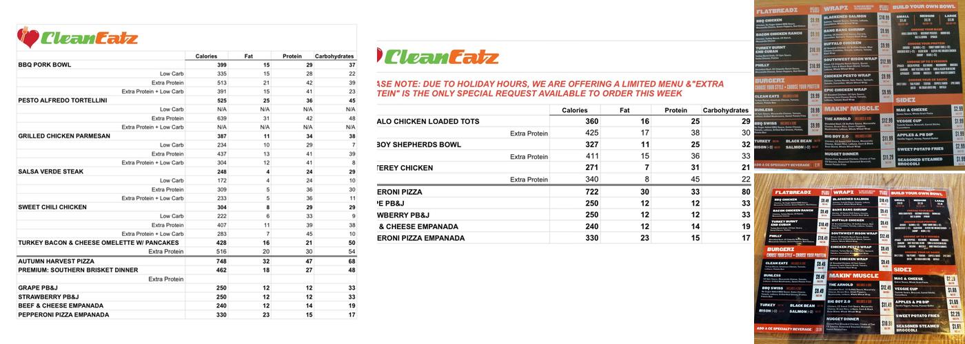 Clean Eatz Menu