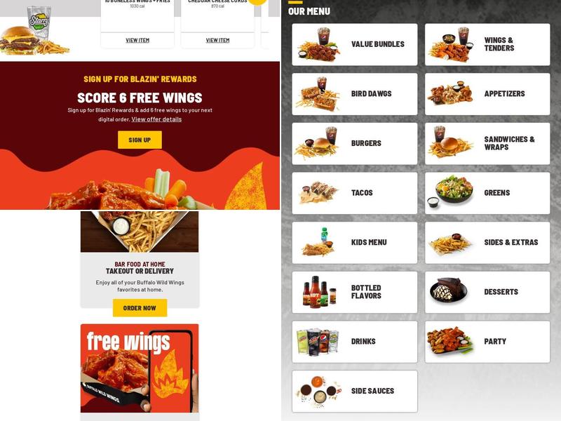 Buffalo Wild Wings Menu