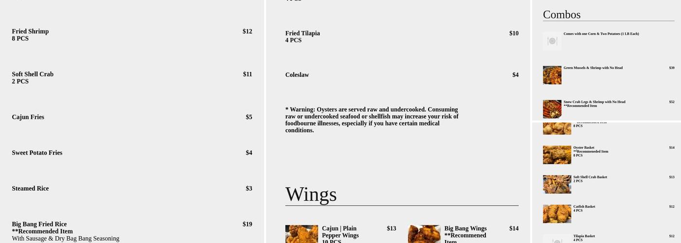 Florence Crab House Menu