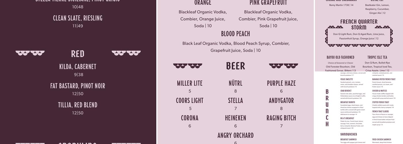 Nola Seafood & Spirits Menu