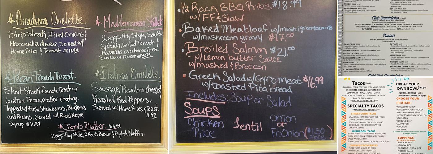 9W Diner Menu