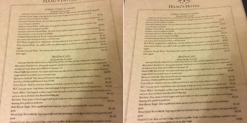 Haags Hotel Menu