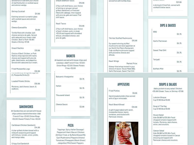 Nauti Parrot Oasis Menu